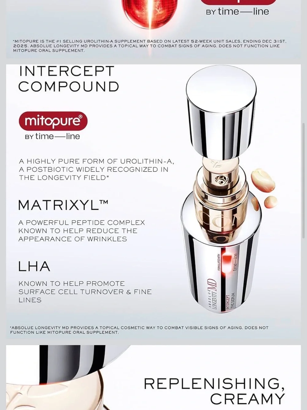 NIB Lancôme Absolue Longevity MD Intercept - Anti-Aging Face Serum, 1.7 Fl Oz